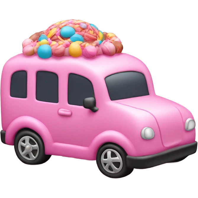 Cake driving pink car emoji