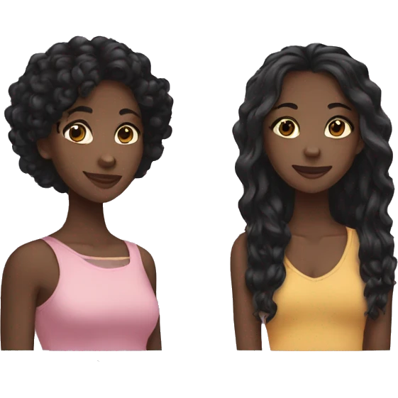 1 long hair black girl and 1 short hair black girl  emoji