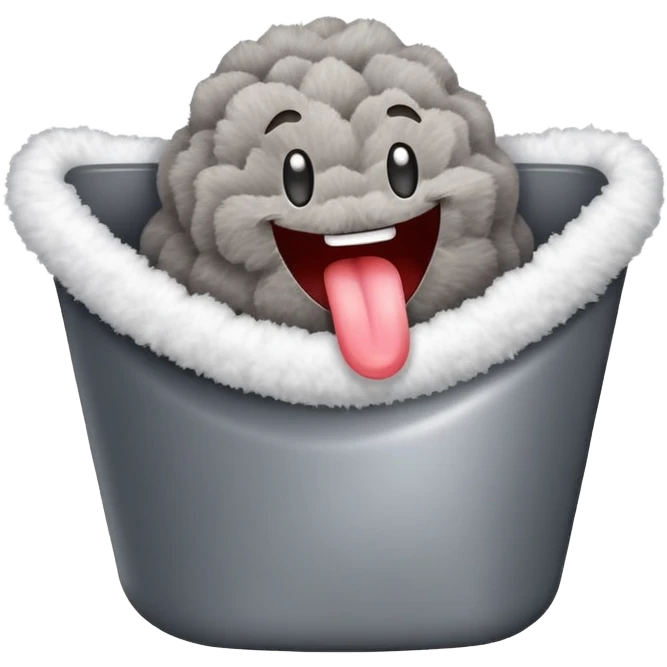 Dryer lint with a tongue laughing  emoji