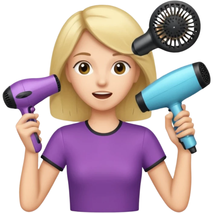 A girl with a comb in her right hand and a hair dryer in her left, singing. emoji