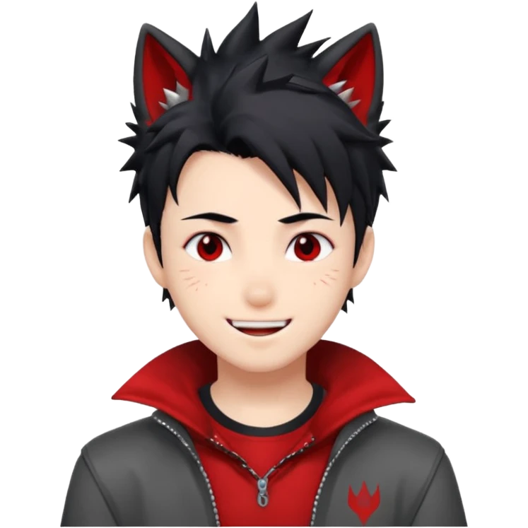 Wolf Anime Boy Red Smile emoji