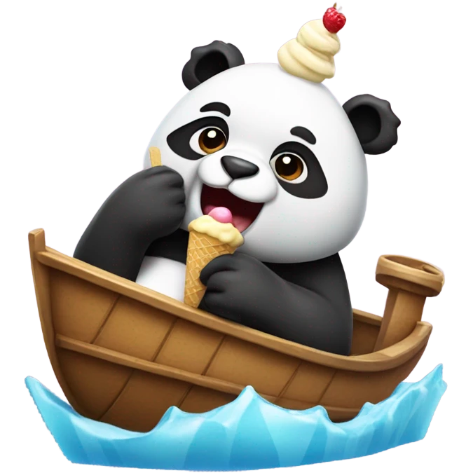 Panda eating ice cream on a boat  emoji
