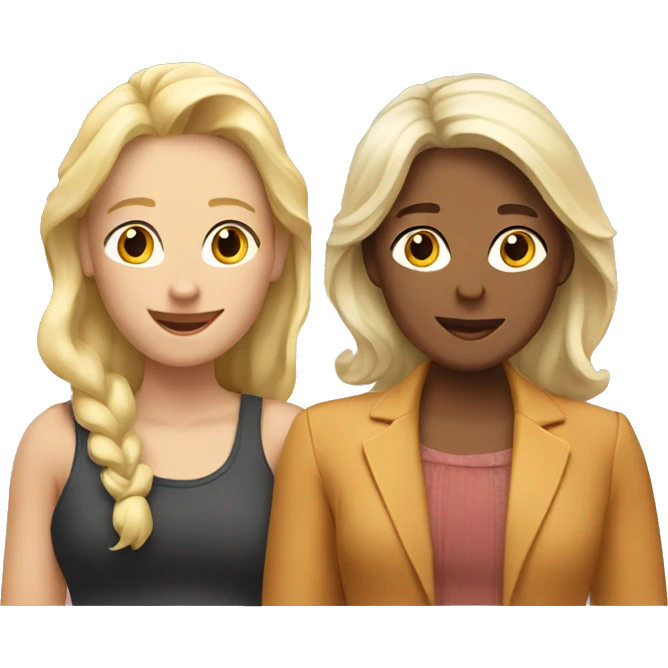 two lesbians: one is older, femme and blond. Another is younger  emoji