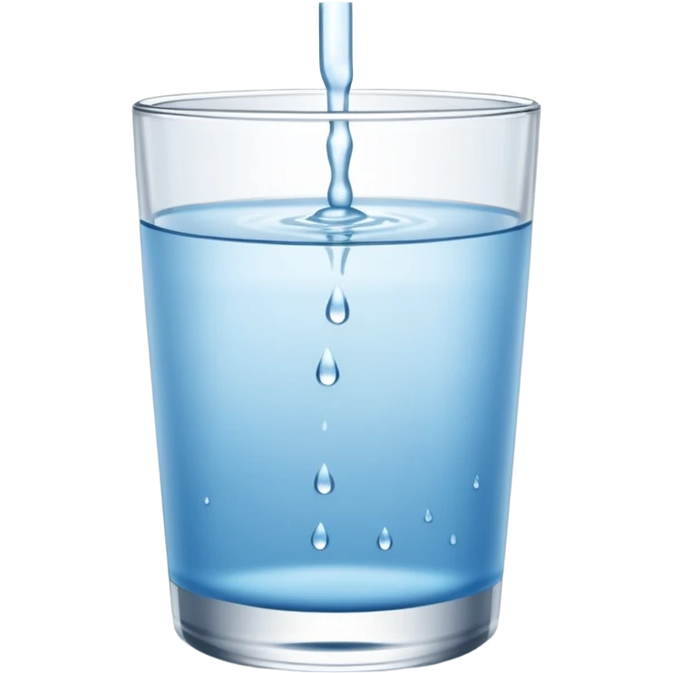 “A clear glass filled with clean drinking water, small water droplets on the outside, placed on a white table, minimal and fresh look” emoji