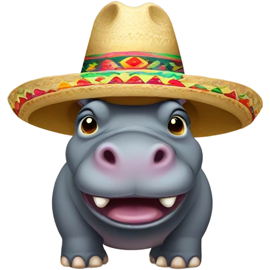 hippo with a mexican sombrero  emoji