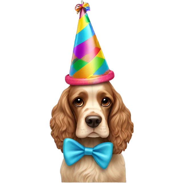cocker spaniel with party hat emoji