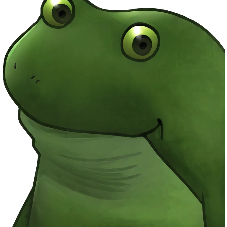 A chicken as a green bufo frog meme emoji
