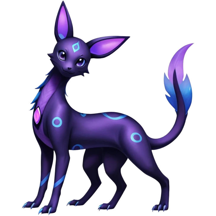Shiny Ethereal Celestial Futuristic Salandit-Umbreon-Espeon-Hybrid (Full body) emoji