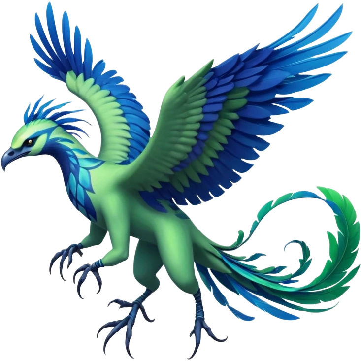 Ikran mountain banshee from Avatar The Way of Water, detailed, vibrant, flying creature, blue and green colors, dynamic pose emoji