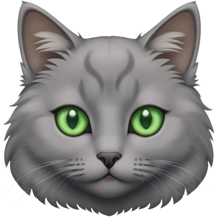A grey cat with green eyes emoji