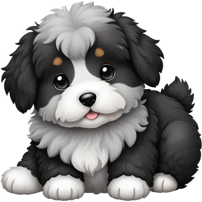 Black and grey Doodle dog puppy litter  emoji