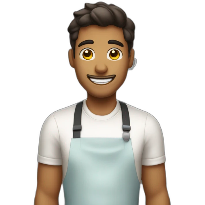 the barista is tired, but everything is smooth, he smiles and continues to work. emoji