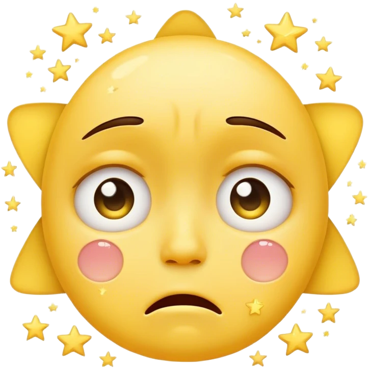 yellow face with stars surrounding it crying with cute eyes emoji