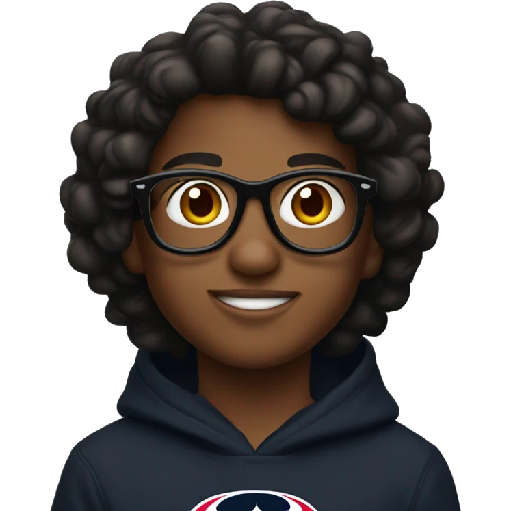 kid with glasses in black hoodie and texans jersye emoji