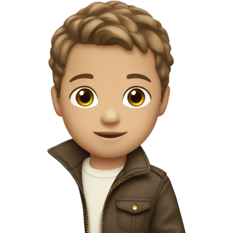 Boy with Ralph Lauren zip up and brown hair and hazel eyes  emoji