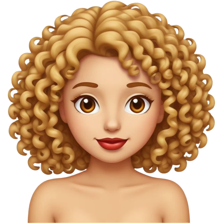 curly sexy emoji with expressive face, playful and flirty, curly hair, confident pose emoji