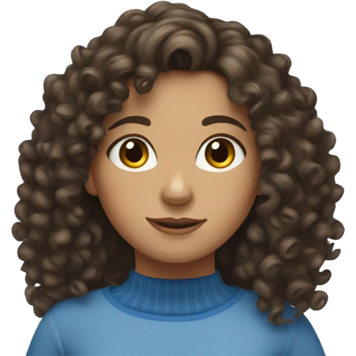 curly haired brunette girl wearing blue socks emoji