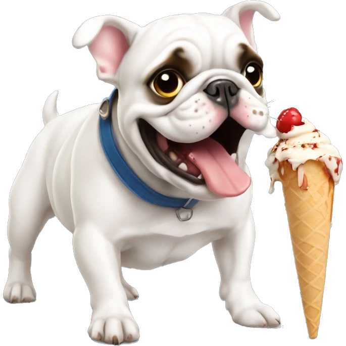 French bulldog attack English bulldog eating ice crea emoji