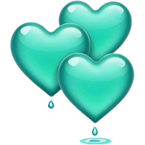 Floating aqua green hearts emoji