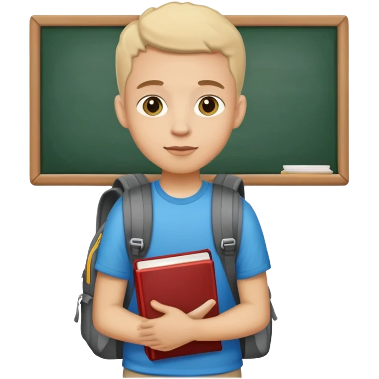 student attending school with backpack and books emoji