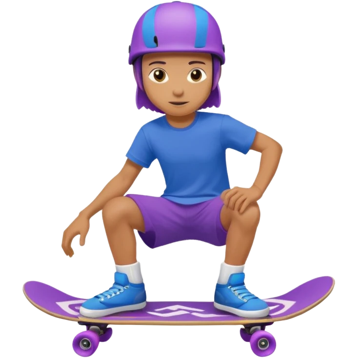 skater with skateboard and purple helmet emoji