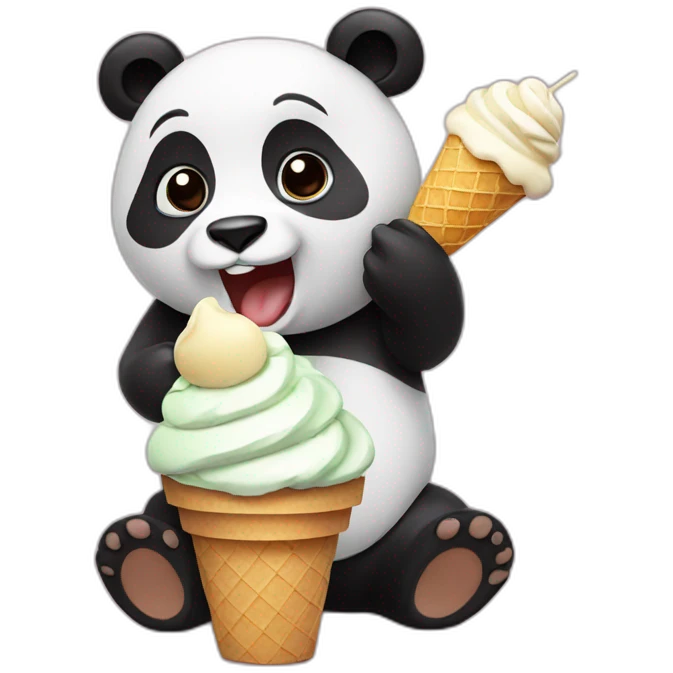 Panda eating ice cream emoji