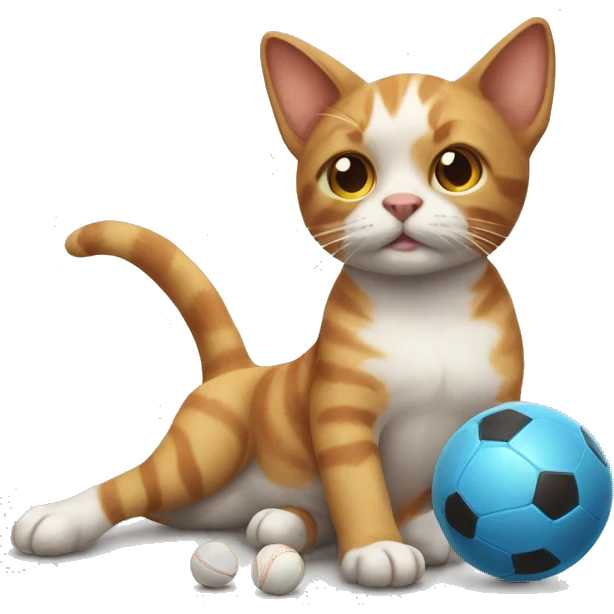 Cat with dog playing with ball emoji