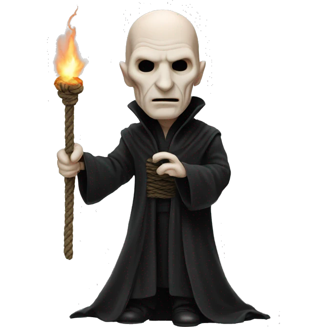 Lord Voldemort in black rope with elder wand in his hand emoji