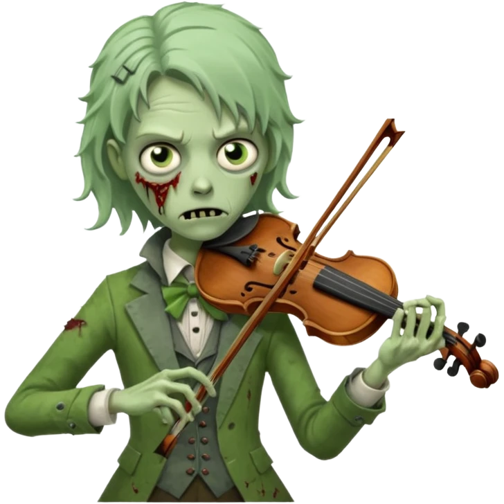 Zombie violinist – crooked bow, screechy notes, hunched over violin. emoji