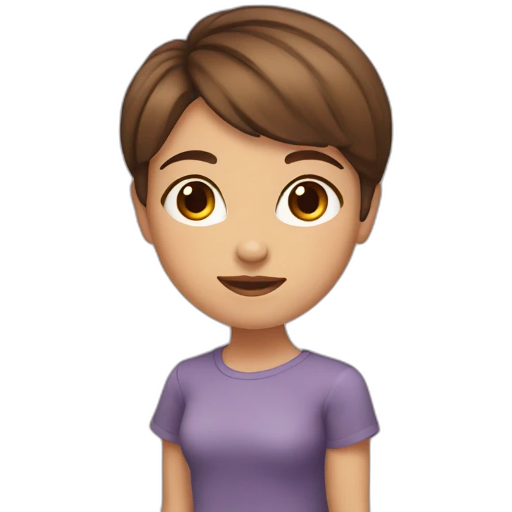 girl with brown hair, short hair and brown eyes emoji
