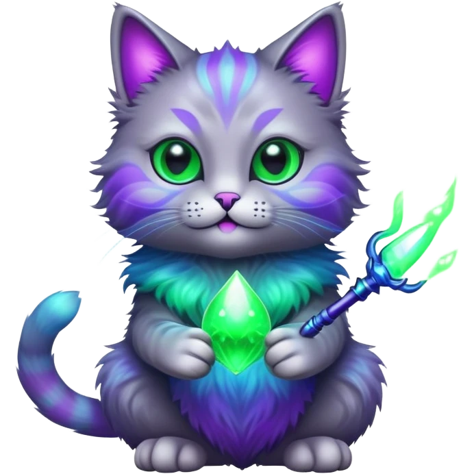 alien cat doing magic with glowing effects emoji