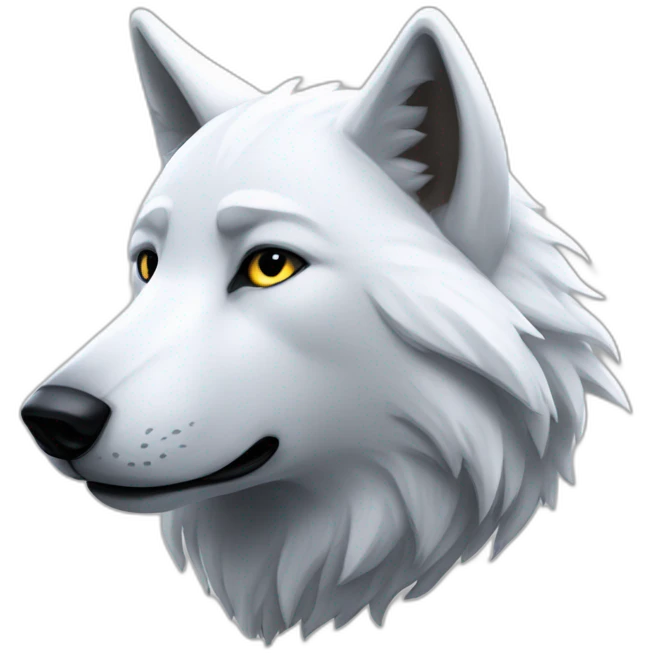 white wolf mówiący hello emoji