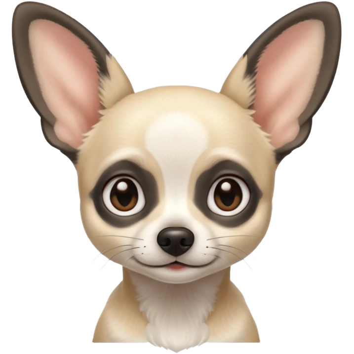 White and black Chihuahua - tiny, skinny and big ears emoji