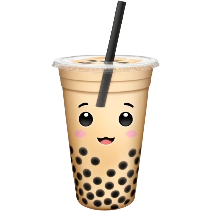 beige bubble tea with black bubbles in a cup with a straw emoji