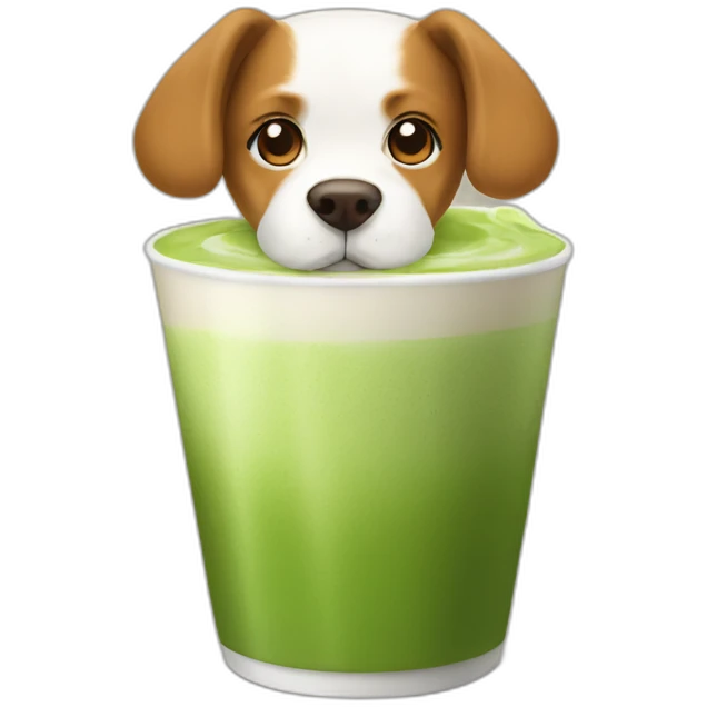 matcha latte drinking dog emoji