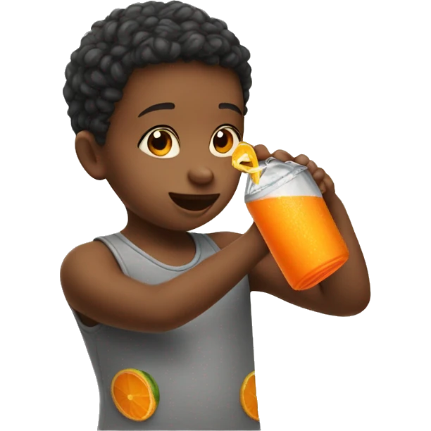 Child sipping orange soda emoji