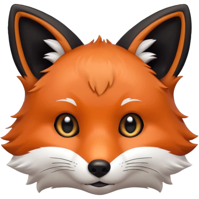 une tête de renard trop kawaii avec des poils noirs à la place de tout les poils blancs emoji