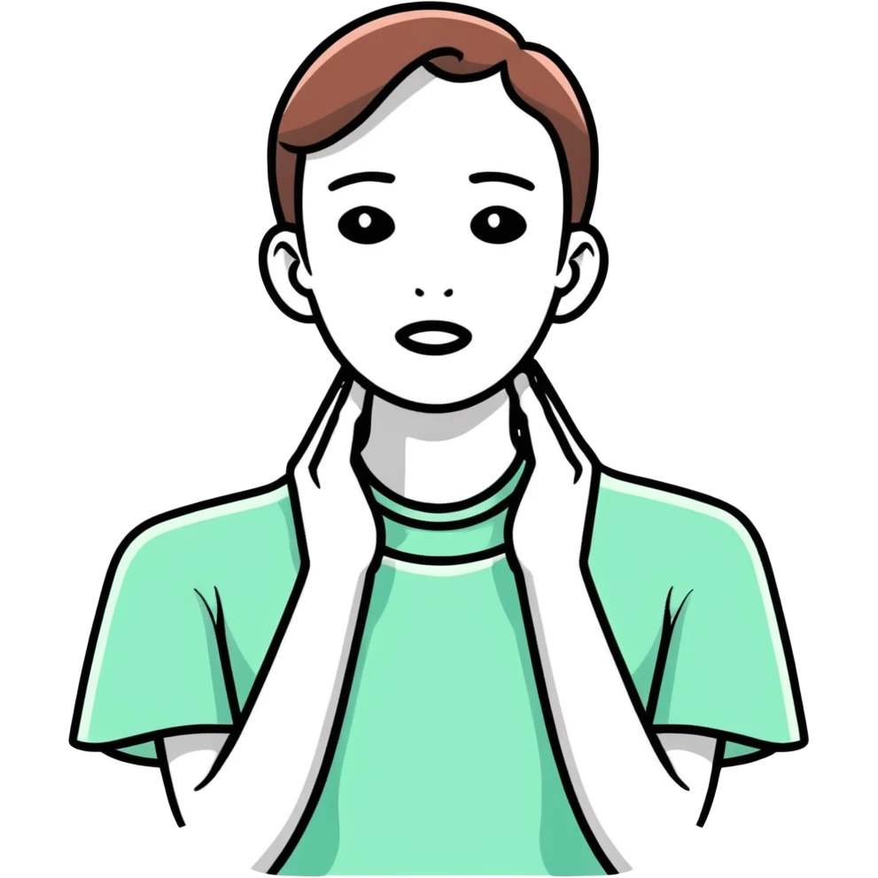 Person with hands on neck emoji
