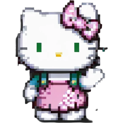 Hello Kitty waving, minimal details pixel art emoji