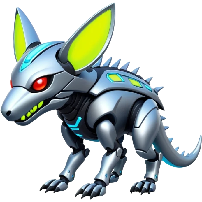  Glowing futuristic cyber-Protogen-Fakémon-Vernid-creature (full body) emoji