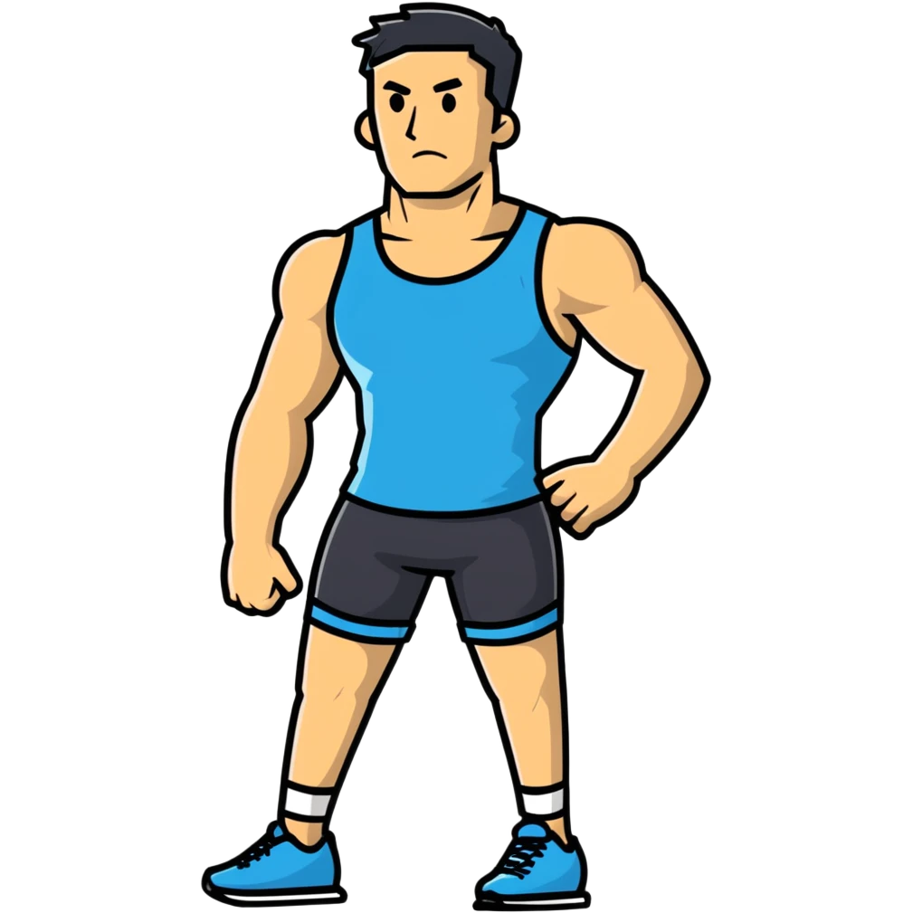 tall athlete standing in vest and shorts emoji