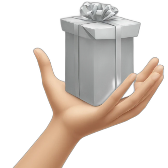 paquet argent dans les mains emoji