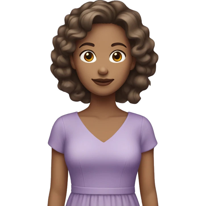Brunette light skin tone wearing a light purple dress emoji