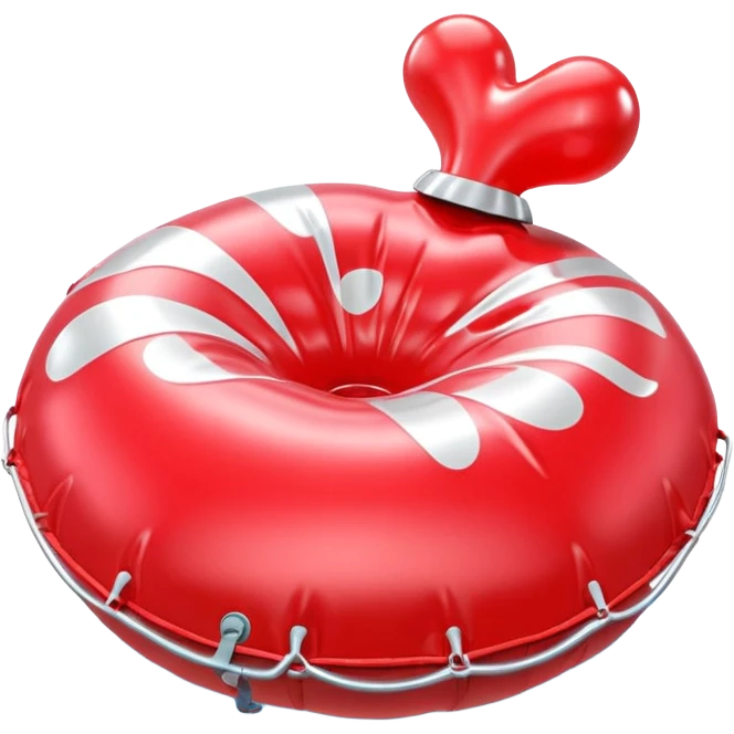 3D render of Whoopee Cushion made of shiny inflatable vinyl, visible seam lines, air valve, highly reflective plastic texture, pool toy aesthetic, Apple emoji style, isolated on white background --v 6.0 emoji