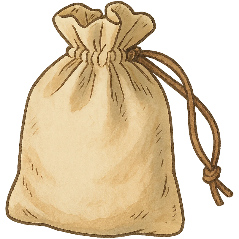 ghibli style illustration of a reusable cotton pouch with drawstring closure emoji