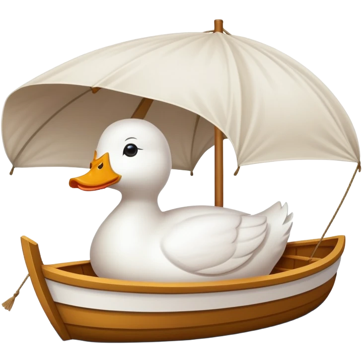 the white duck-shaped boat with a Shade cloth emoji
