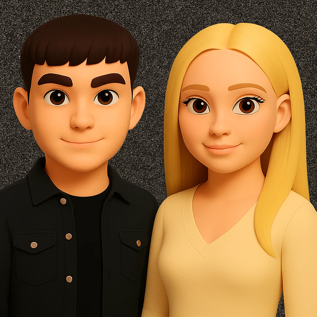 Make the people stand a little further apart from each other, preserving the original style and background. emoji