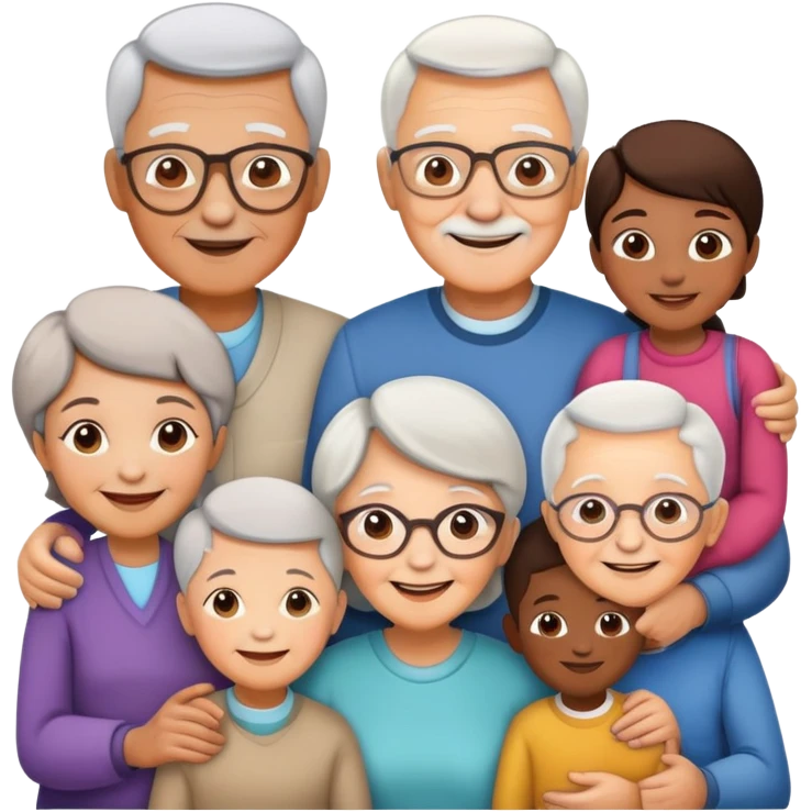 multigenerational family with grandparents, parents and children emoji