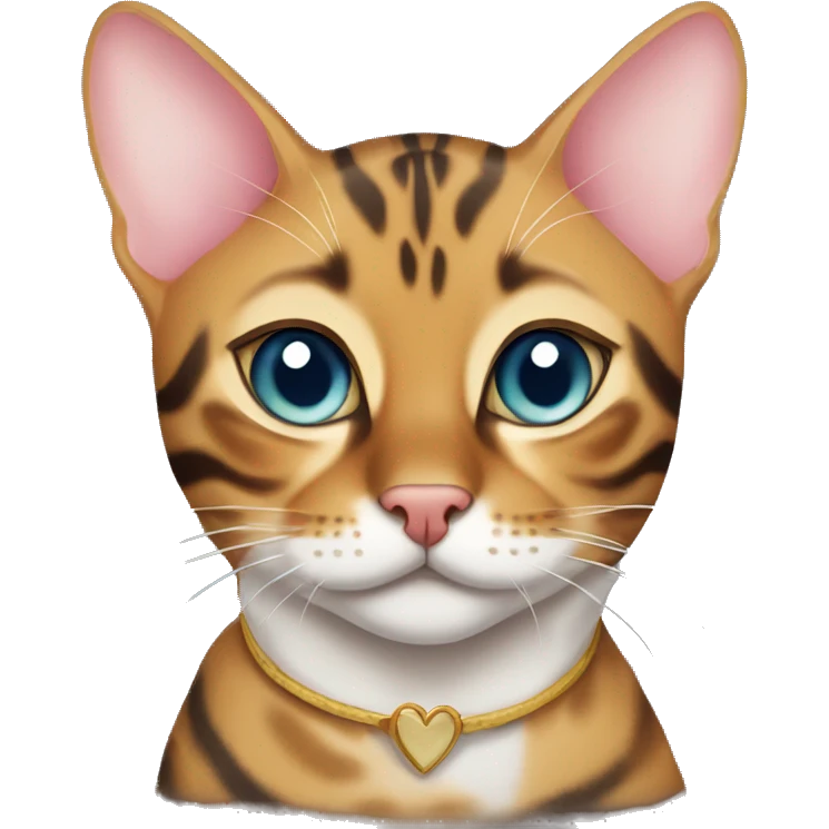 A bengal cat with a Heart Shaped choker emoji