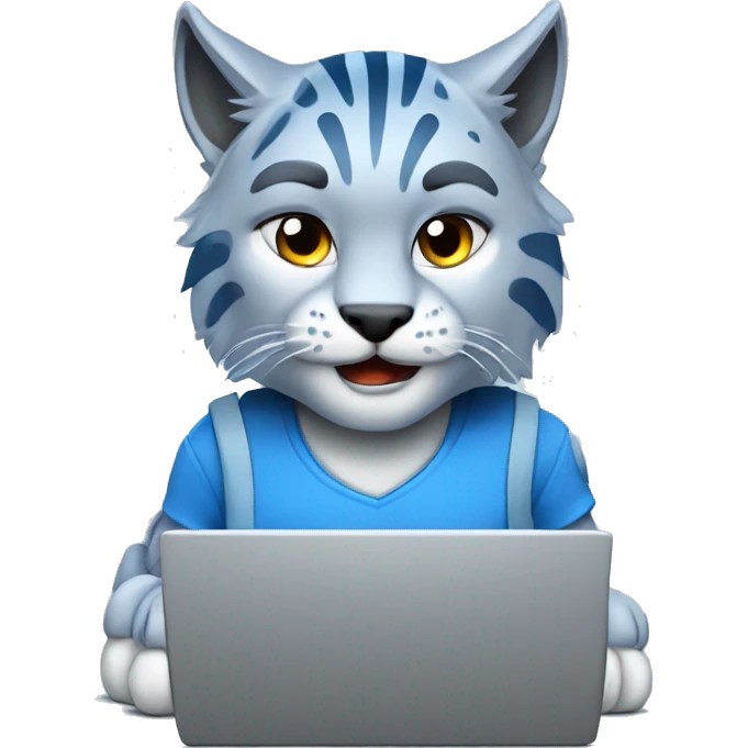 A blue lynx with a laptop emoji